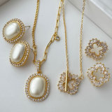 Pave set square pearl jewelry