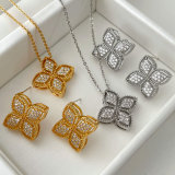 Pave zircon clover jewelry