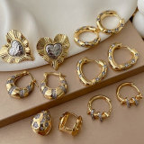 Pave heart two tone zircon earrings