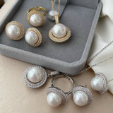 Pave zircon set pearl jewelry