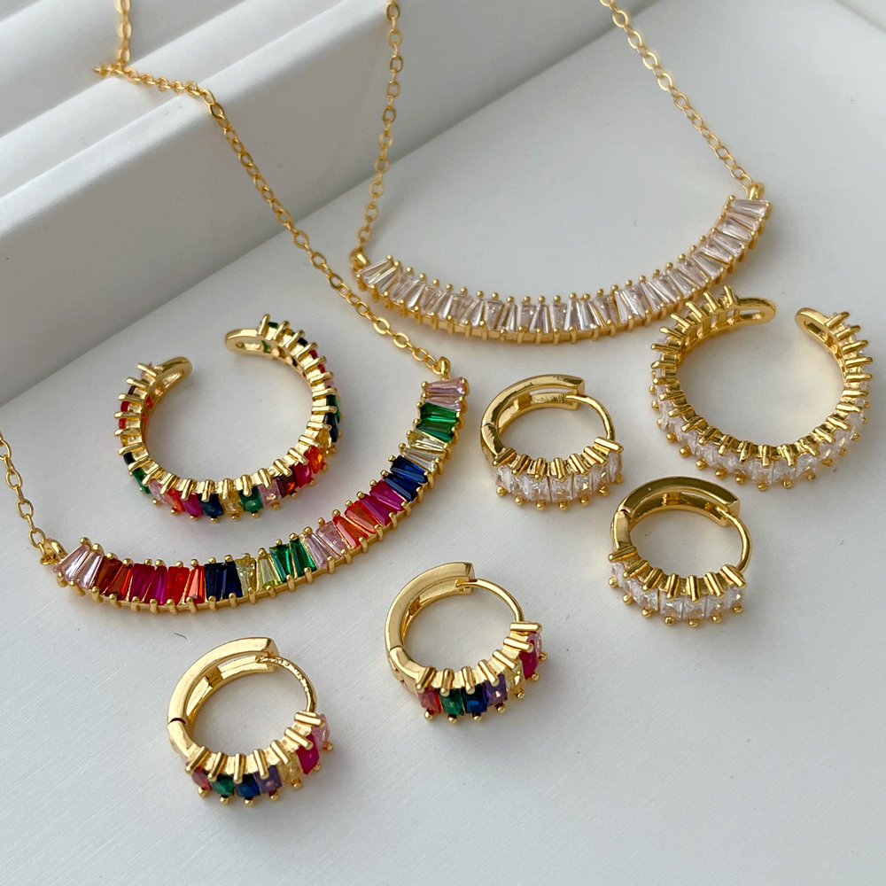 Pave zircon colorful set jewelry