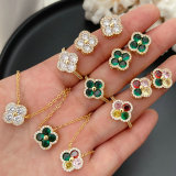 Pave zircon set clover jewelry