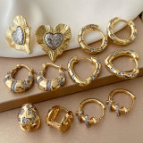 Pave heart two tone zircon earrings