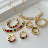 Pave zircon colorful set jewelry
