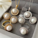 Pave zircon set pearl jewelry
