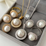 Pave zircon set pearl jewelry