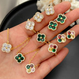 Pave zircon set clover jewelry