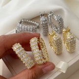 Pave zircon square hoop