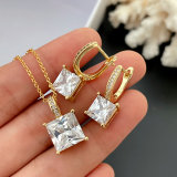 Pave zircon square set jewelry