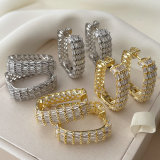 Pave zircon square hoop
