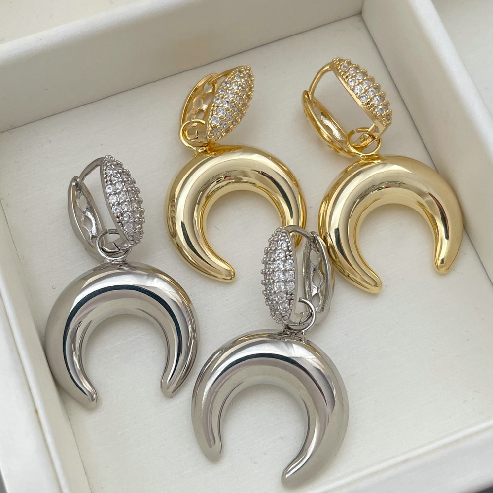 Moon horn pendant earrings