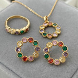Pave zircon colorful set jewelry