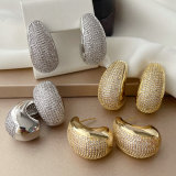 Pave zircon chunky teardrop earrings