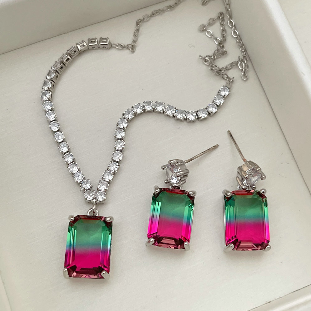 Pave set colorful stone jewelry