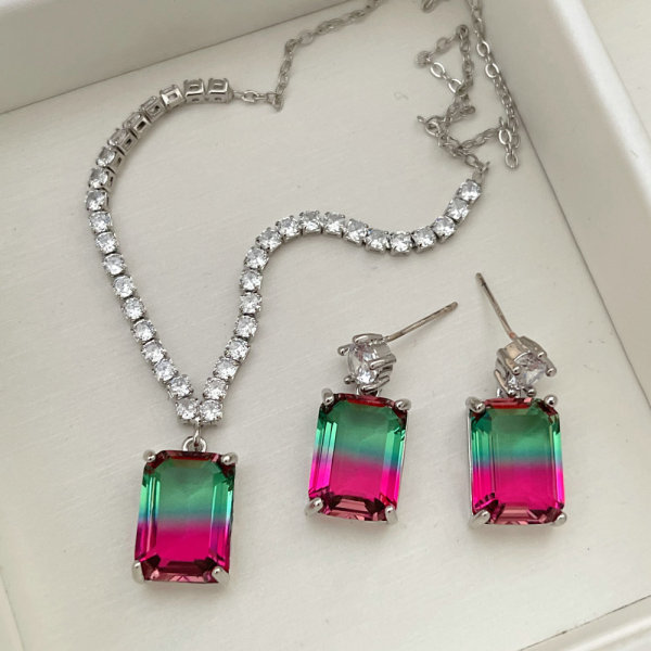 Pave set colorful stone jewelry