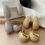 Pave zircon chunky teardrop earrings