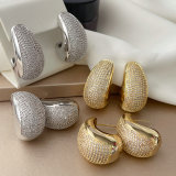 Pave zircon chunky teardrop earrings