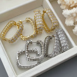 Pave zircon square hoop