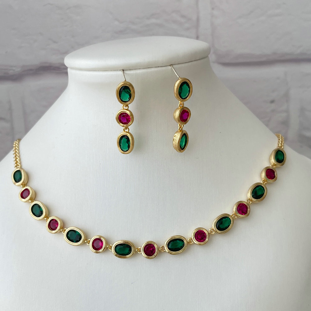 Pave zircon colorful set jewelry