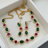 Pave zircon colorful set jewelry
