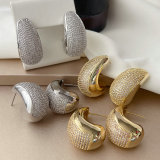 Pave zircon chunky teardrop earrings