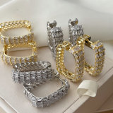 Pave zircon square hoop