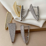 Pave zircon triangle earrings