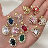 Pave zircon square color charm