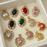 Pave zircon square color charm