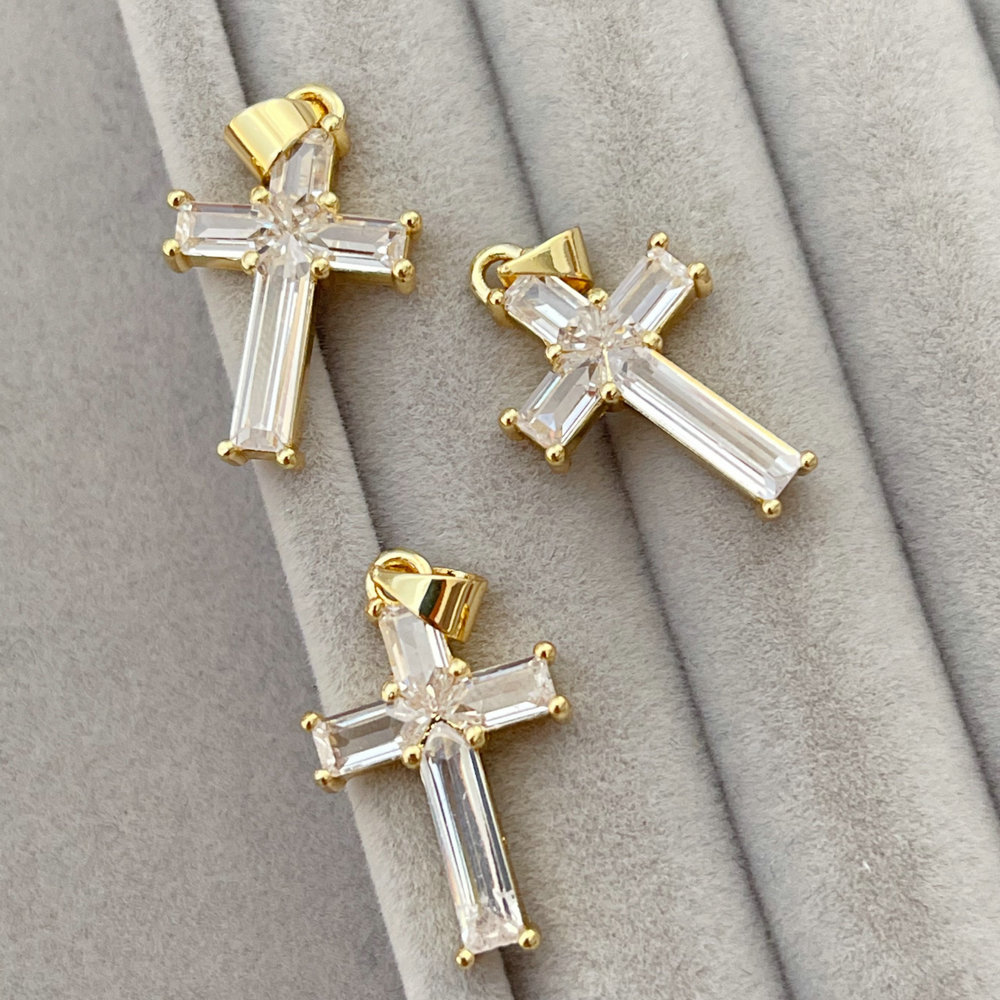 Pave zircon cross charm