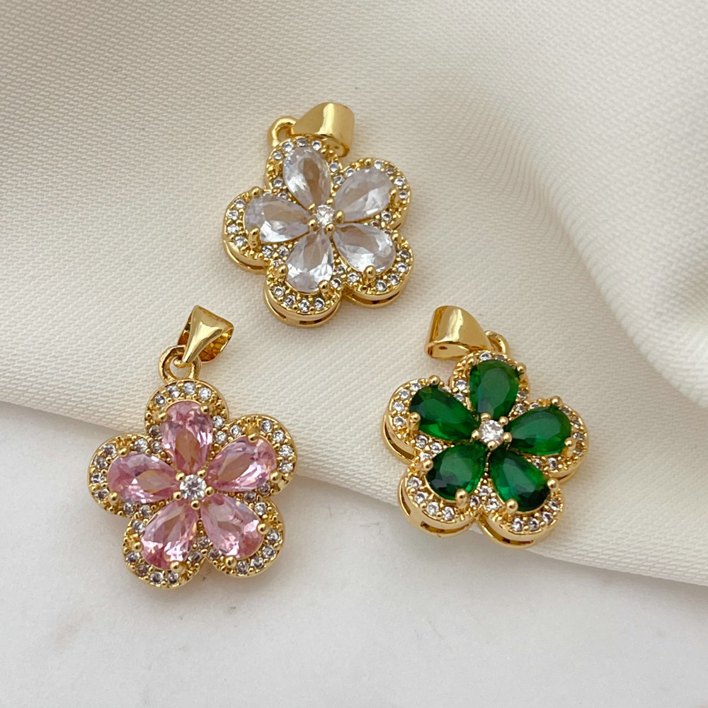 Pave zircon flower charm