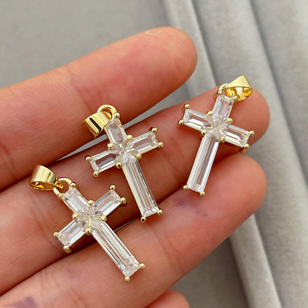Pave zircon cross charm