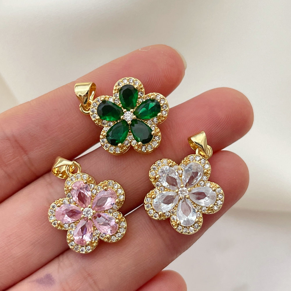 Pave zircon flower charm