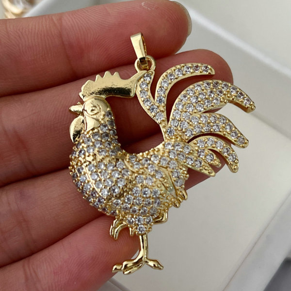 Pave zircon rooster pendant