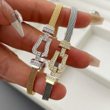 Pave zircon belt bracelet