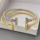 Pave bead T shape bracelet