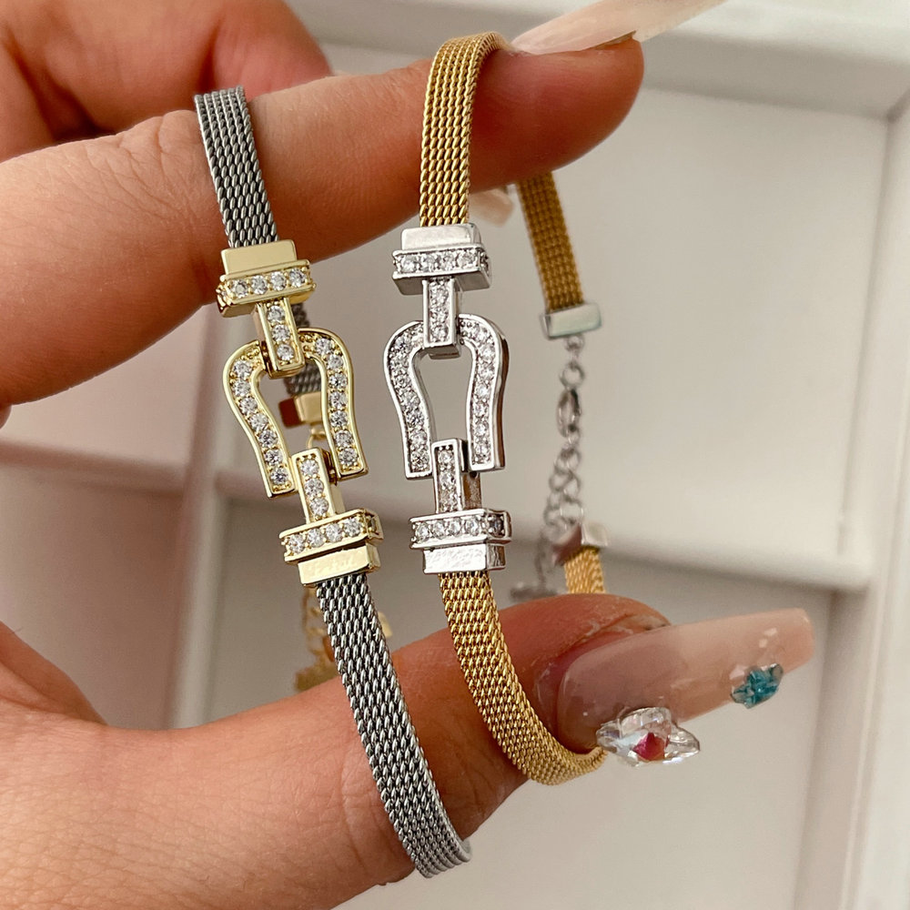 Pave zircon belt bracelet
