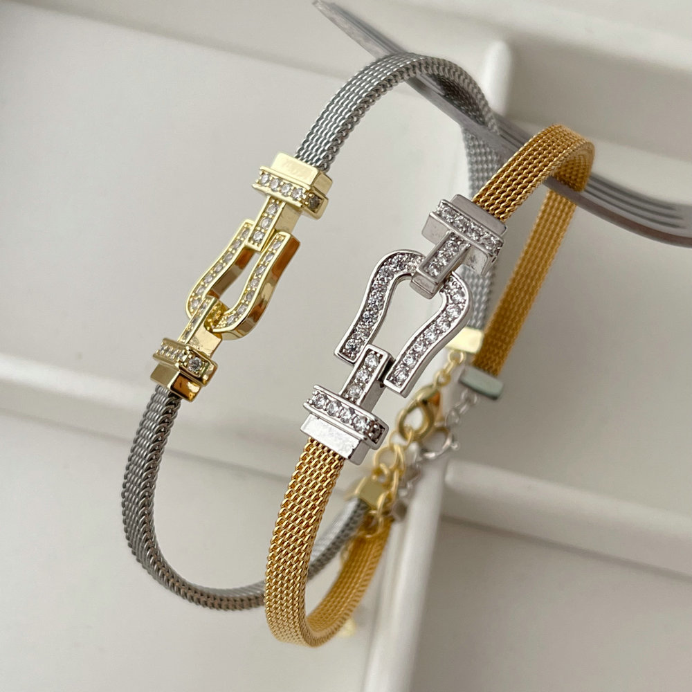 Pave zircon belt bracelet