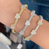 Pave zircon heart bangle
