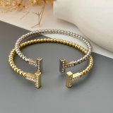 Pave bead T shape bracelet
