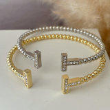 Pave bead T shape bracelet