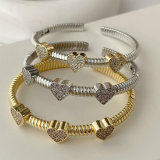 Pave zircon heart bangle
