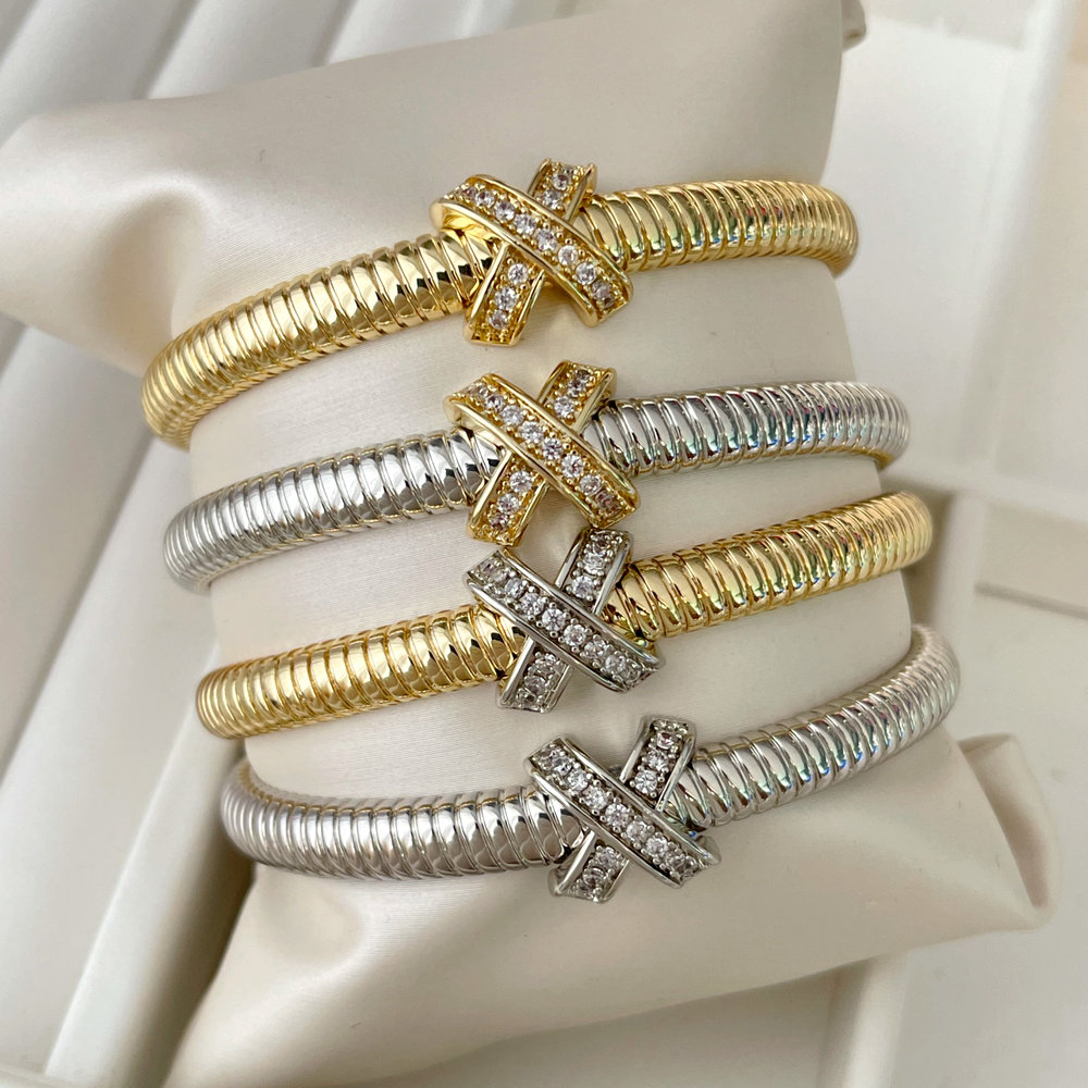 Pave cross bracelet