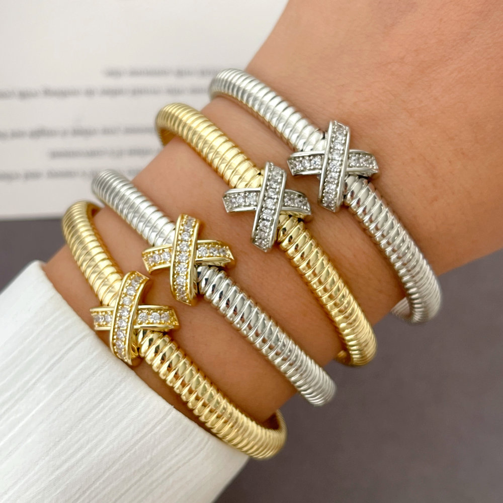 Pave cross bracelet