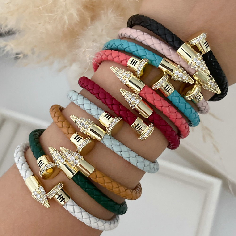 Leather snail bracelet