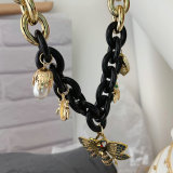 Bee charm cuban chain necklace