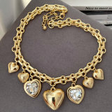 Heart charm cuban chain necklace