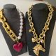 Chunky chain heart pendant necklace