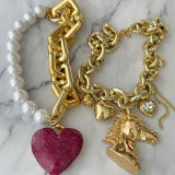 Chunky chain heart pendant necklace