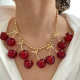 Cherry pendant bead necklace